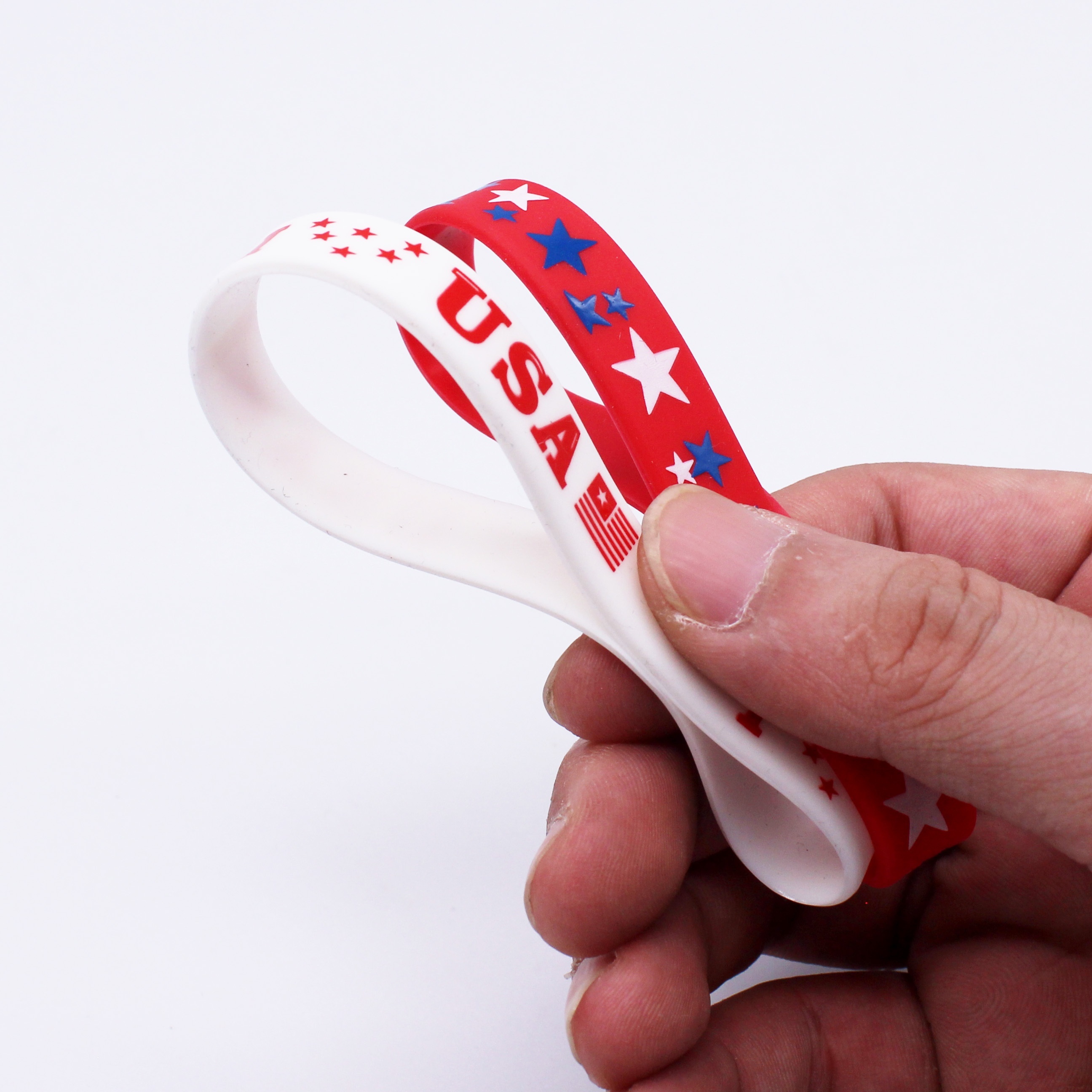 5pcs American Flag Silicone Wristbands Set, Multi-Color